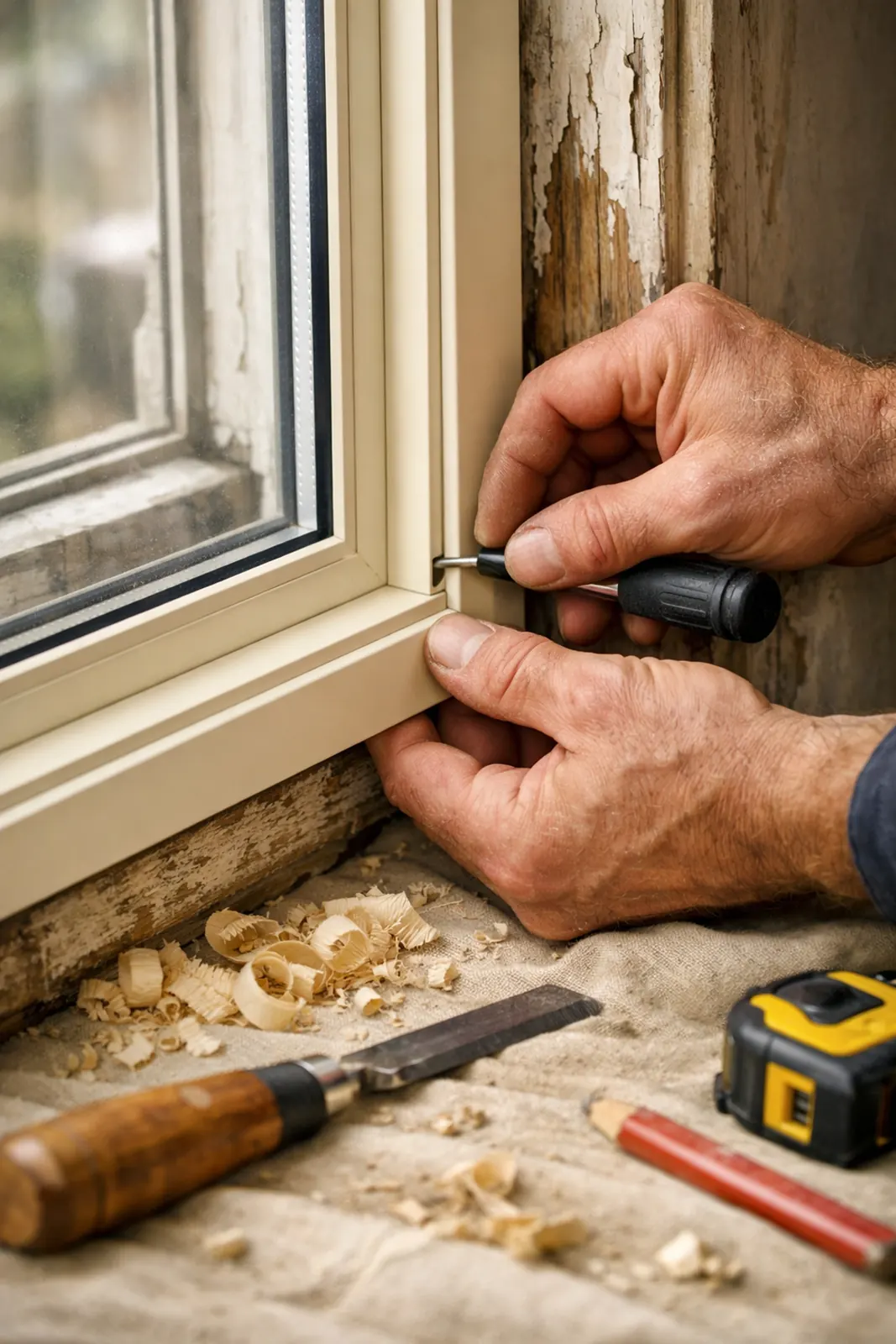 Professional craftsman installing bespoke secondary glazing in Belgravia period property