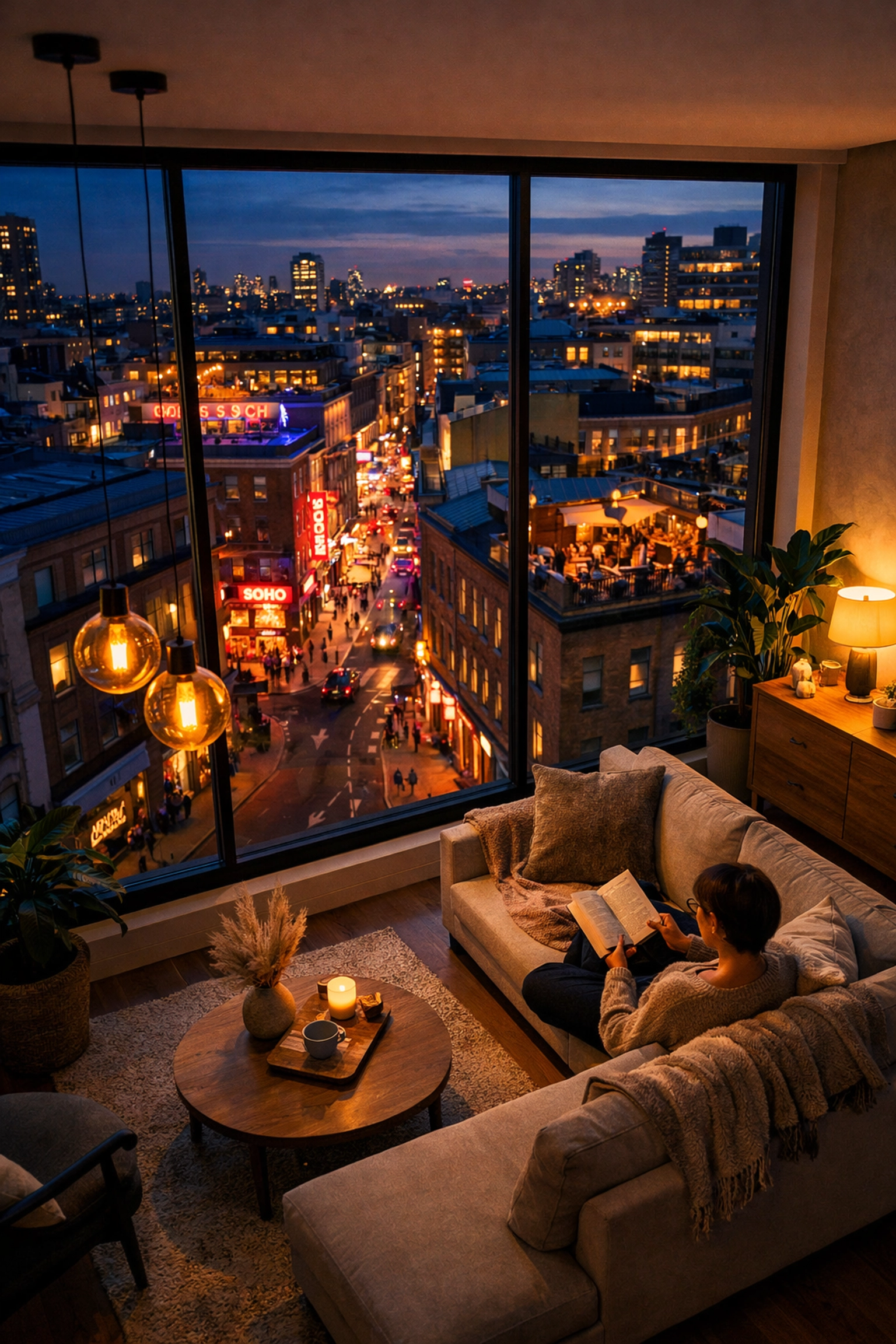 Slimline secondary glazing in modern Central London apartment blocking city noise